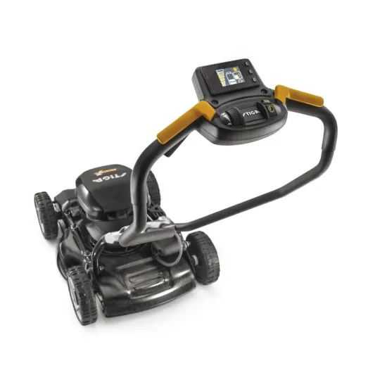 Stiga MODEL-1 önjárós akkumulátoros fűnyíró, szén/kevlár anyag vázzal, hajtható fogantyúval