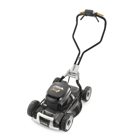 Stiga MODEL-1 önjárós akkumulátoros fűnyíró, szén/kevlár anyag vázzal, hajtható fogantyúval
