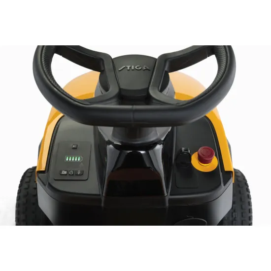 Stiga TORNADO 398e akkumulátoros oldalkidobós fűnyíró traktor,oldalsó kidobás funkcióval