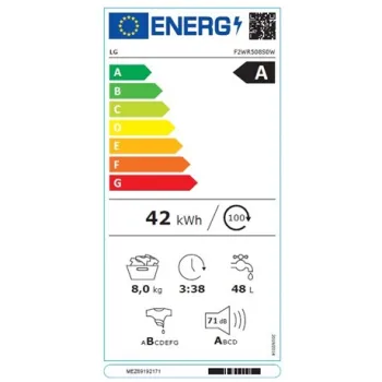 LG F2WR508S0W keskeny elöltöltős mosógép,8kg,inverter Direct Drive motor, 60x47.5x85 cm 