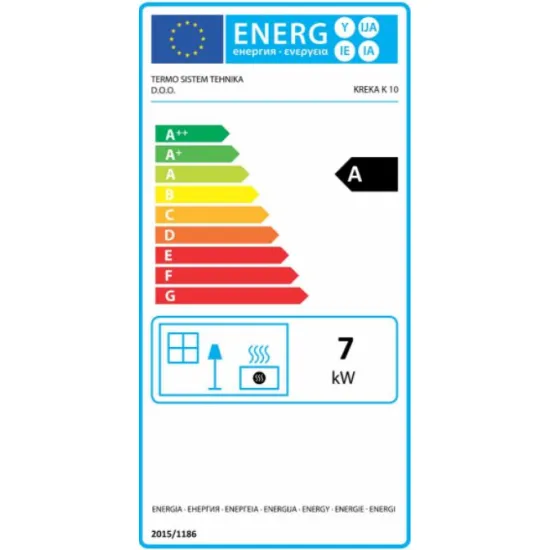 Termo KREKA K10 íves kandalló 7kW 46.5x39x99 cm, 120 mm felső füstkivezetés