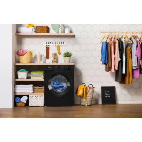 Gorenje WNEI84AS/B  fekete elöltöltős mosógép Inverteres motor, 60x54.5x85 cm 