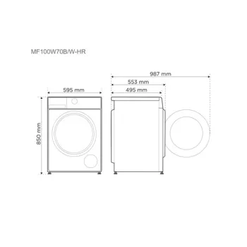 Midea MF100W70B/W-HR elöltöltős mosógép 7kg, 5év garancia, 10év inverter motor garancia 