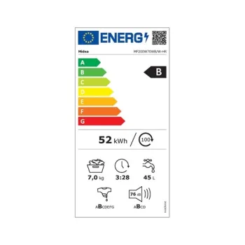 Midea MF200W70WB/W-HU 495mm mély elöltöltős mosógép 7kg, 59.5x49.5x85 cm