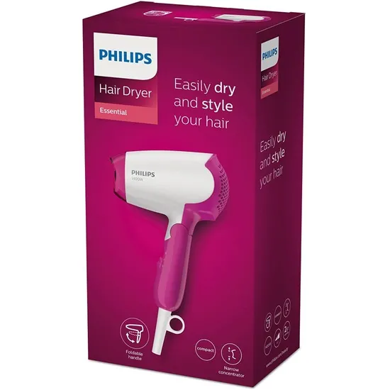 Philips BHD003/00 SalonDry Compact hajszárító, 1400W, fehér/pink 