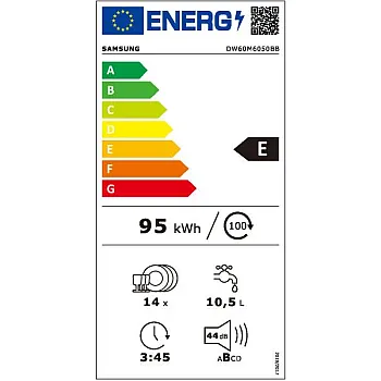 Samsung DW60M6050BB/EO teljesen beépíthető mosogatógép 14 teríték, 3 kosaras