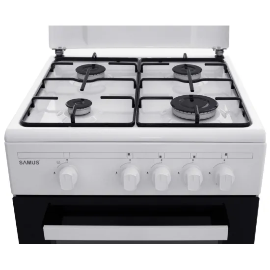 Samus SM450ABS LPG gázpalackos gáztűzhely 50cm mélység, 85X50X50cm fehér, Pb gázpalack nem tartozék
