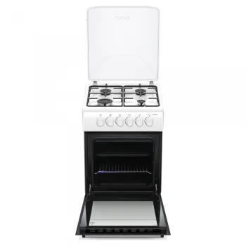 Samus SM561APBS gázpalackos üzemmódra szerelt gáztűzhely, szikragyújtás, időzítő, a gázpalack nem tartozéka a tűzhelynek