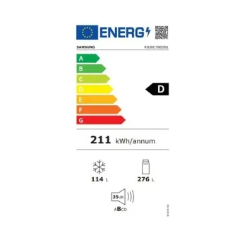 Samsung RB38C7B6DB1/EF BeSpoke No Frost, alulfagyasztós kombinált hűtőszekrény, Wifi, 276/114L, fekete grafit szín