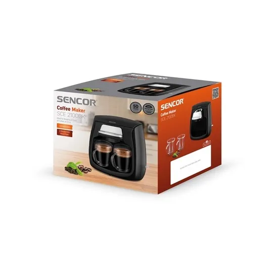 Sencor SCE2100BK  2 csészés filteres kávéfőző 0,3l víztartály 500W fekete