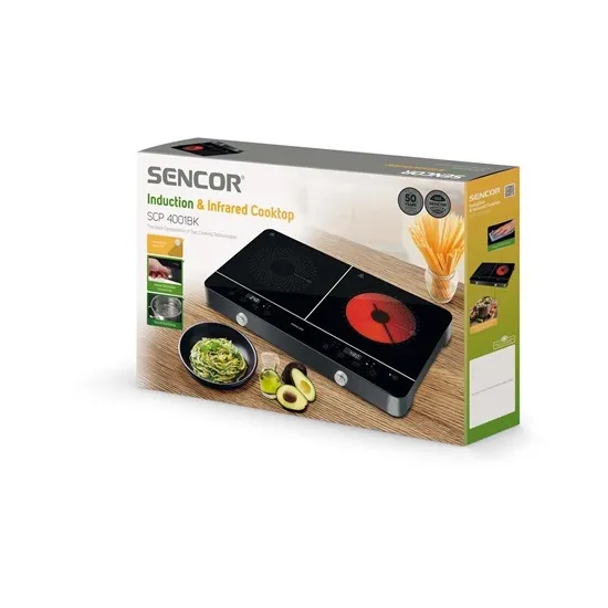 Sencor SCP4001BK indukciós kétzónás üvegkerámia főzőlap 3400W 