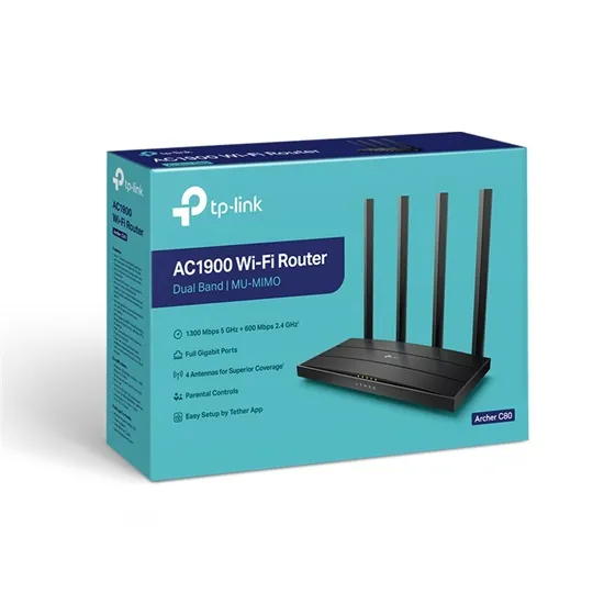 TP-LINK Archer C80 AC1900 vezeték nélküli MU-MIMO Wi-Fi router 