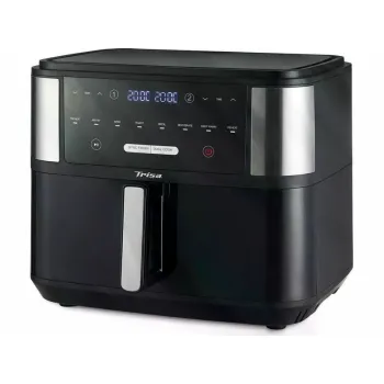 Trisa 7423 2 rekeszes 10l forrólevegős sütő Air Fryer 'Crunchy Fry Pro', 2400W, érintő kijelző több beállítással