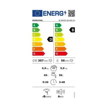Whirlpool BI WDWG 961485 EU beépíthető mosó-szárítógép 9/6kg, inverter motor, 59.5x54.5x81.5 cm