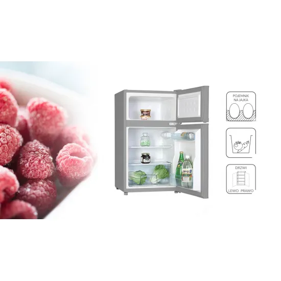 MPM MPM-87-CZ-14 felülfagyasztós kombinált hűtőszekrény, 61/24L,48x85x52cm, inox, MPM87CZ14