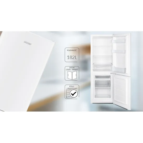 MPM MPM-182-KB-38W 50cm széles kombinált alulfagyasztós hűtőszekrény, 121/52L, 50x56x142 cm,  MPM182KB38W