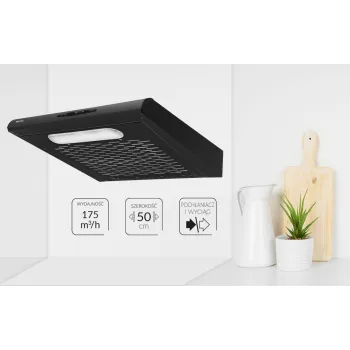 MPM MPM-51-PX-72 konyhai elszívó 50cm fekete mosható fém zsírszűrővel