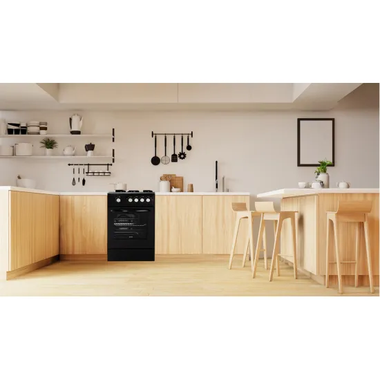 MPM MPM-54-KGF-21/B fekete gáztűzhely gáz sütővel