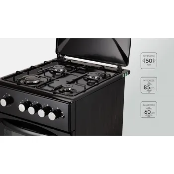 MPM MPM-54-KGF-21/B fekete gáztűzhely gáz sütővel