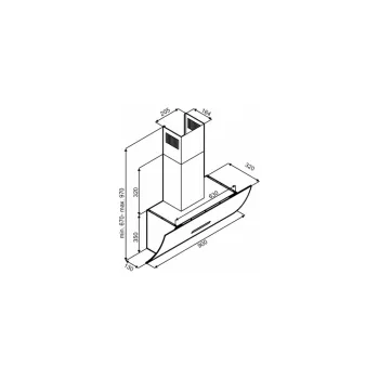 Evido CHV9TB.1 Cliff 90B Design döntött fali kürtös konyhai elszívó 90cm fekete 