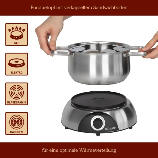 Bomann FD 2248CB inox Fondue készítő FD2248CB