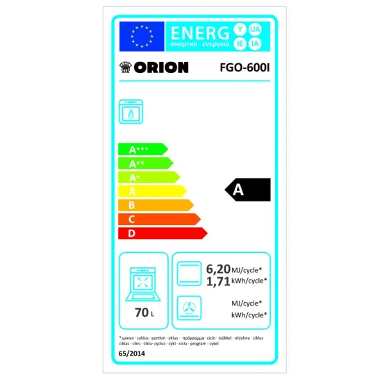 Orion FGO600I inox gáztűzhely FGO-600I, 60x60x85 cm 