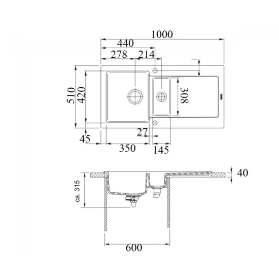 Franke MTK 651-100 MYTHOS Fraceram kerámia gleccser fehér mosogatótálca 1000X510 mm 124.0335.710