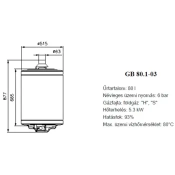 Hajdu GB 80.1-03 kéményes fali gázüzemű vízmelegítő