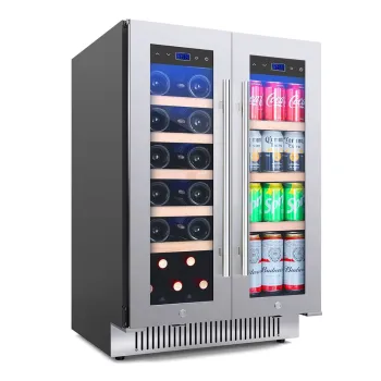 Ferrara SW-54 SS beépíthető kétajtós kétzónás borhűtő 128 literes szálcsiszolt rozsdamentes ajtókerettel, 40 palack