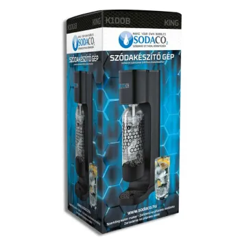 SodaCo K100B King szódagép, fekete, bajonett záras flakonnal 