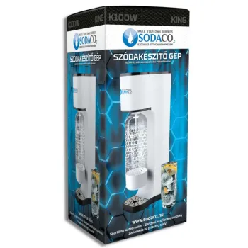 SodaCo K100W King szódagép, fehér, bajonett záras flakonnal 