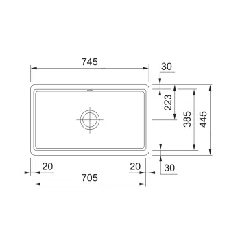 Franke KBK 110-70 Kubus Fraceram munkalap alá építhető kerámia mosogatótálca,74.5x44.5cm,126.0381.512, fekete szín