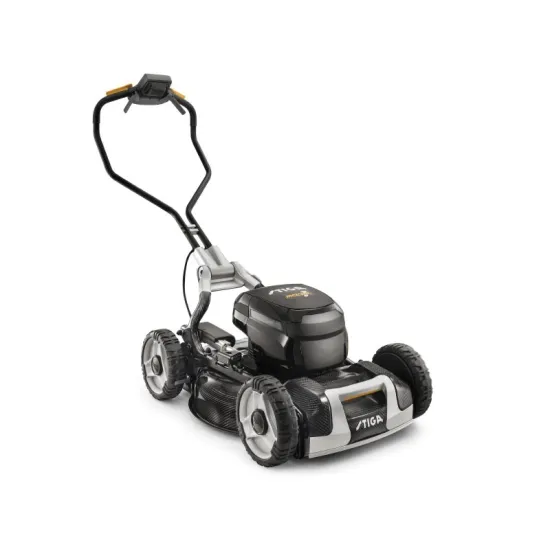 Stiga MODEL-1 önjárós akkumulátoros fűnyíró, szén/kevlár anyag vázzal, hajtható fogantyúval