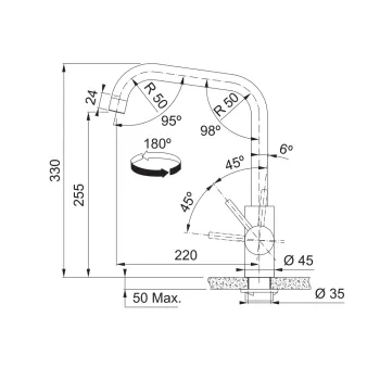 Franke Kubus egykaros mosogató csaptelep,masszív inox szín,115.0529.202