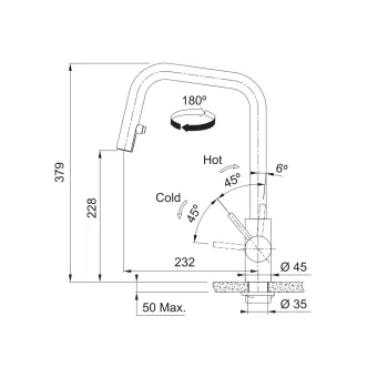Franke Kubus Doccia egykaros mosogató csaptelep,masszív inox szín,115.0529.207