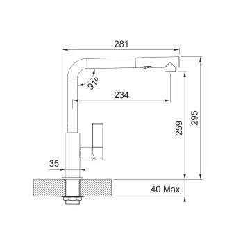 Franke Maris Doccia egykaros mosogató csaptelep,króm/fekete,115.0392.382