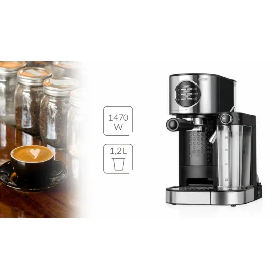 MPM-MKW-07M presszó kávéfőző,1.2L,inox/fekete