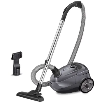 MPM MOD-52 vászon porzsákos porszívó 850W, EPA szűrő, fém teleszkópos toldócsővel, szürke szín 