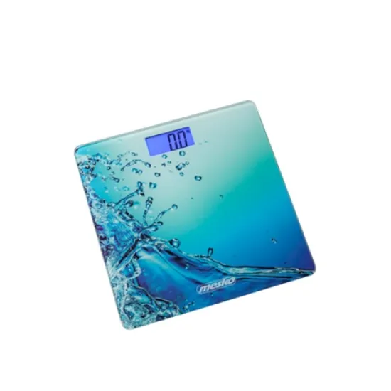 Mesko MS8156 digitális személymérleg kék tenger minta 150kg edzett üveg