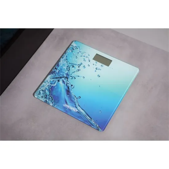 Mesko MS8156 digitális személymérleg kék tenger minta 150kg edzett üveg