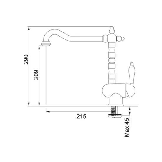 Franke Old England egykaros mosogató csaptelep,réz,115.0028.208