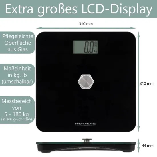 Proficare PC-PW 3112 kinetikus elem nélküli személymérleg fekete 