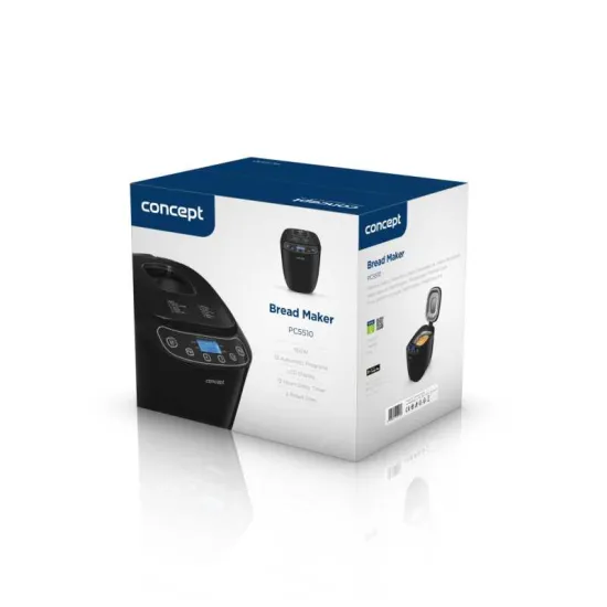 Concept PC5510 otthoni kenyérsütőgép, fekete 700/1000g gluténmentes és gyors programmal
