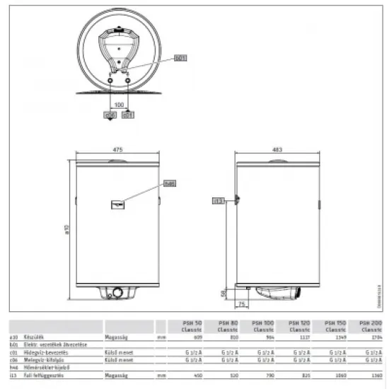 Stiebel Eltron PSH 80 Classic 80 literes villanybojler 1.8kW, 80L