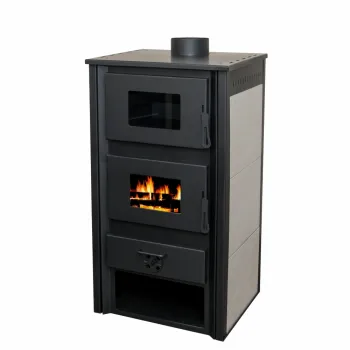 Warnex Robot Zurich Premium sütős csempés kandalló fehér csempeborítással, 10kW 