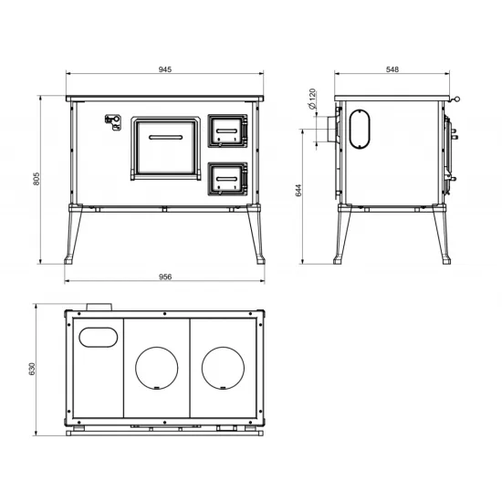 Wamsler Salgó Rustica tűzhely bal/felső/hátsó kivezetéses