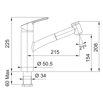 Franke Smart Doccia egykaros mosogató csaptelep,króm szín,115.0391.482