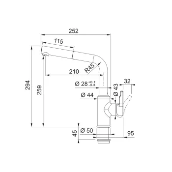 Franke Urban Doccia egykaros mosogató csaptelep,fekete matt,115.0627.523