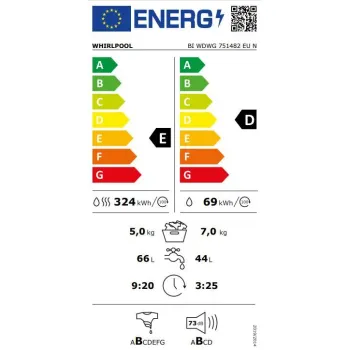 Whirlpool BI WDWG 751482 EU N beépíthető mosó-szárító 7/5kg, inverter motor, 59.5x54.5x81.5 cm