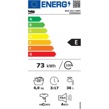 Beko WUE6512XWST keskeny elöltöltős mosógép, 6kg, gőzfunkció, 60x44x84cm 